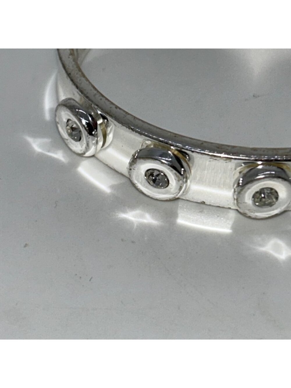Robert Lee Morris RLM Soho Silver-Tone Hinged Bracelet Round Crystal Accents - Picture 2 of 11